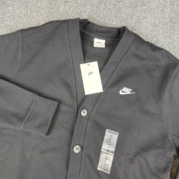Nike Club Knit Fairway Cardigan Mens Size Medium M Black Golf Retro FN3898-010 - Picture 1 of 8